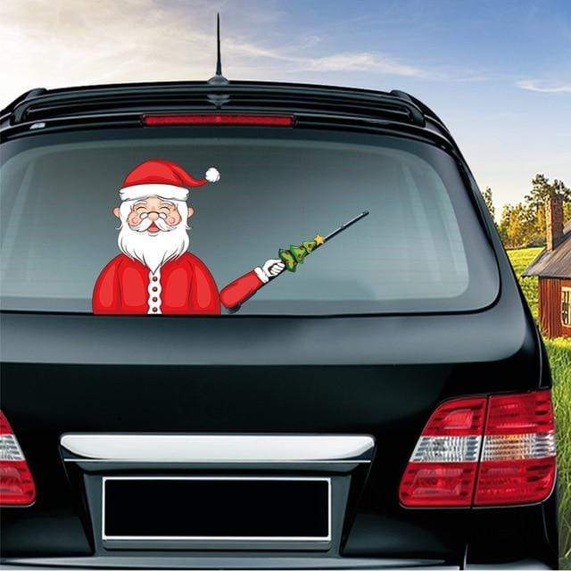 Car Stickers Waving Santa Windshield Wiper Smiling Santa Claus - DiyosWorld