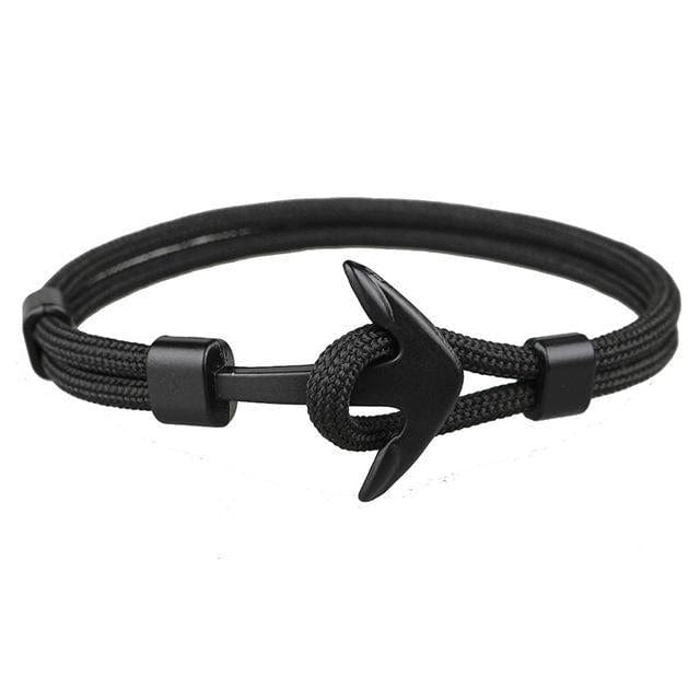 Charm Bracelets Black Anchor Survival Rope Chain Bracelet Black - DiyosWorld