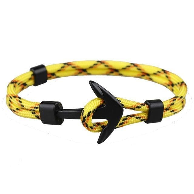 Charm Bracelets Black Anchor Survival Rope Chain Bracelet Yello - DiyosWorld