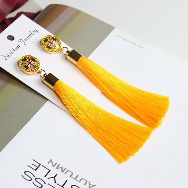 Drop Earrings Bohemian Crystal Dangle Tassel Earrings yellow 2 - DiyosWorld
