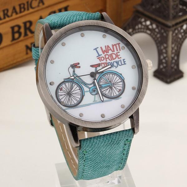 Bicycle Pattern Wristwatch Green - DiyosWorld