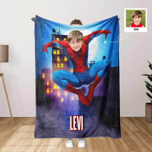 BRILL™ Custom Spider Super Hero Photo & Name Comfort Blanket