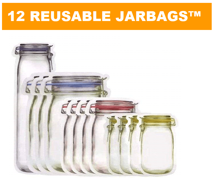 Storage Bags (Set of 15 + 5 FREE) JARBAGS™ Premium Reusable Mason Jar Bags - DiyosWorld