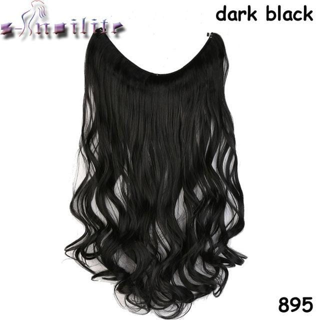 Synthetic Clip-in One Piece 20 inches Invisible Wire No Clips Hair Extensions #1 / 20inches - DiyosWorld
