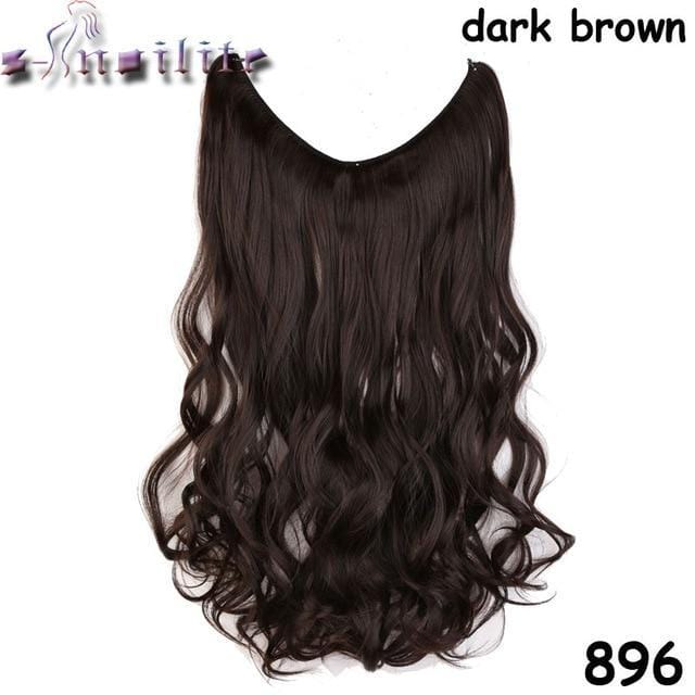 Synthetic Clip-in One Piece 20 inches Invisible Wire No Clips Hair Extensions #1B / 20inches - DiyosWorld