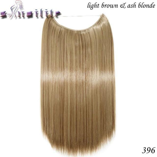Synthetic Clip-in One Piece 20 inches Invisible Wire No Clips Hair Extensions 1B#/27# / 20inches - DiyosWorld