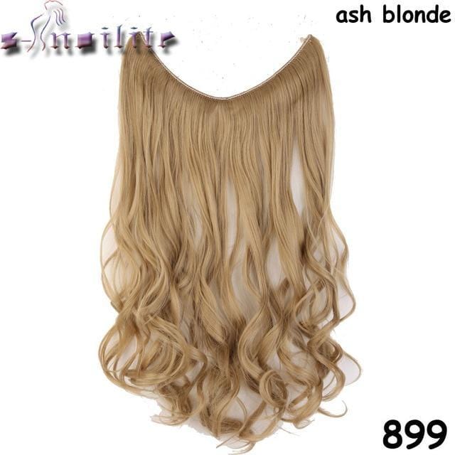Synthetic Clip-in One Piece 20 inches Invisible Wire No Clips Hair Extensions #4 / 20inches - DiyosWorld