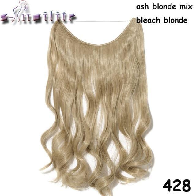 Synthetic Clip-in One Piece 20 inches Invisible Wire No Clips Hair Extensions #8 / 20inches - DiyosWorld