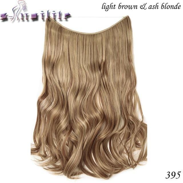 Synthetic Clip-in One Piece 20 inches Invisible Wire No Clips Hair Extensions 8#/27# / 20inches - DiyosWorld