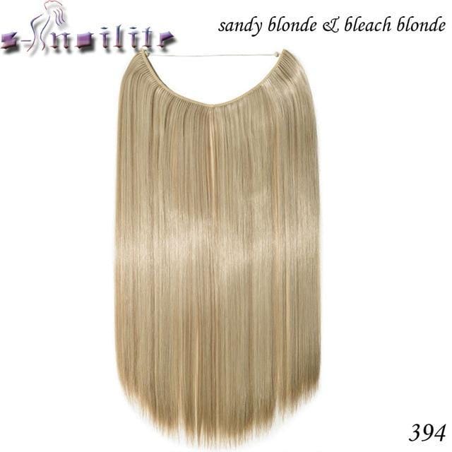 Synthetic Clip-in One Piece 20 inches Invisible Wire No Clips Hair Extensions P4/613 / 20inches - DiyosWorld