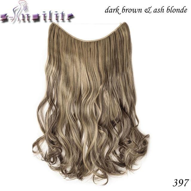 Synthetic Clip-in One Piece 20 inches Invisible Wire No Clips Hair Extensions P6/613 / 20inches - DiyosWorld