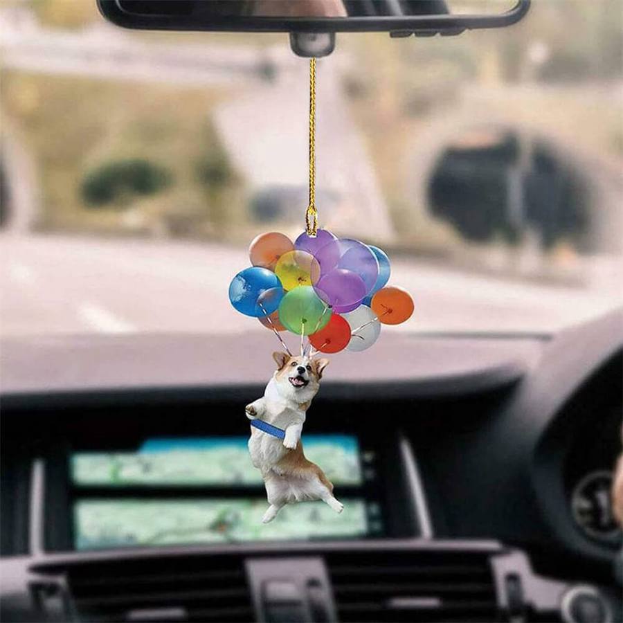 Cute Dog Fly With Bubbles Car Hanging Ornament-2D Effect – Brillgifts