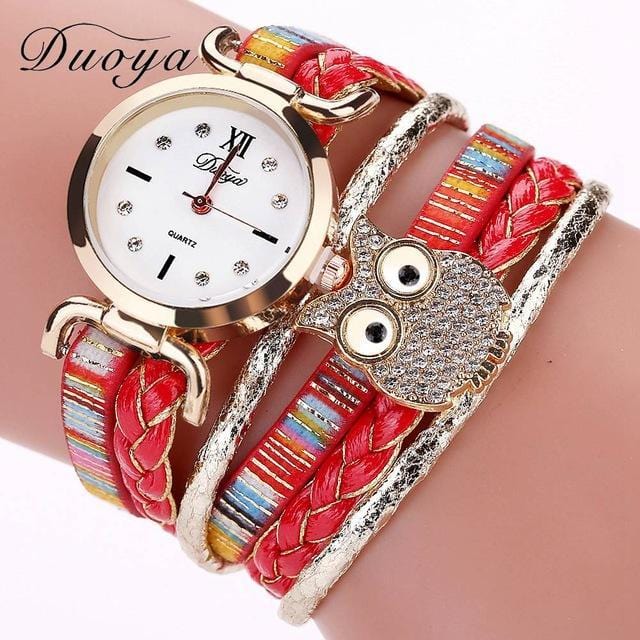 Women's Watches Vintage Braided Owl Luxury Watch Red - DiyosWorld